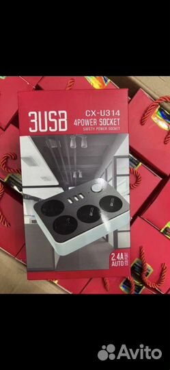 Удлинитель тройник USB сетевой фильтр