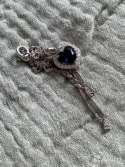 Кулон с фианитом и цепочкой, серебро