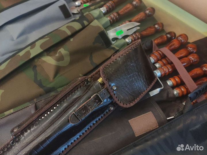 Шампура с деревянной ручкой подарочные в чехле