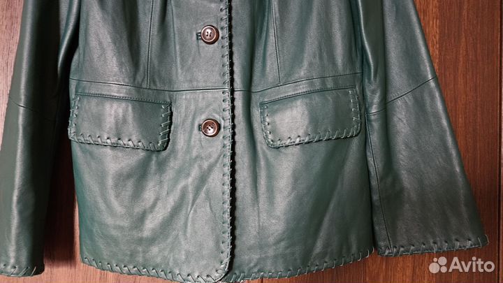 Кожаная куртка темно-зеленая Terry Lewis кожа