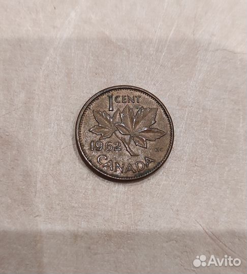 Монета 1 цент Канада 1962
