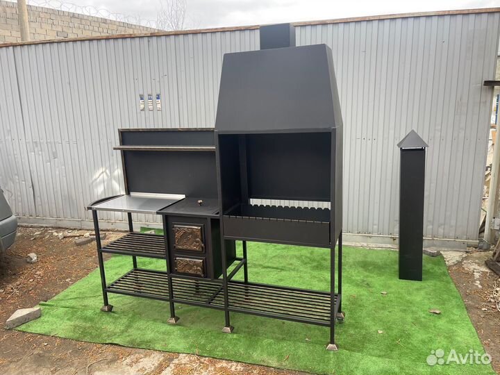 Мангал № 0264/344 c печкой и полкой из нерж/стали