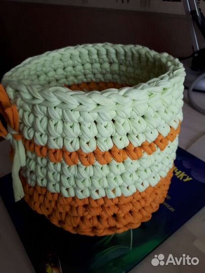 Корзинка из трикотажной пряжи