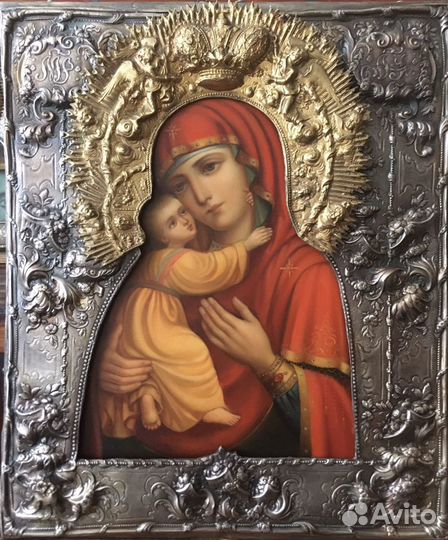 Икона владимирская богоматерь в окладе - продаю