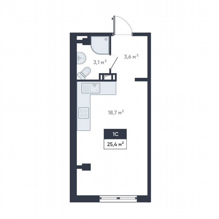 Квартира-студия, 25,4 м², 11/18 эт.