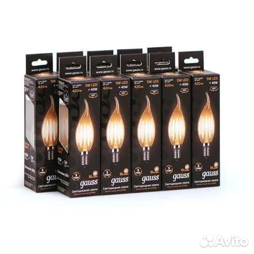 Лампы свеча на ветру светодиодные 10 шт gauss E14