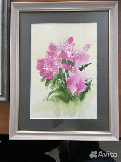 Картина пионы акварель