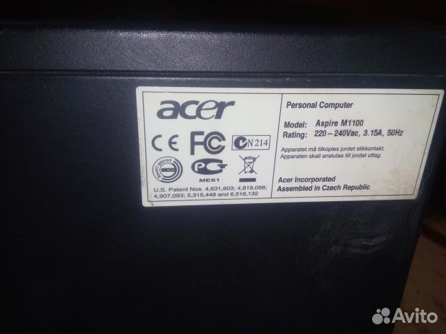 Компьютер acer Aspire M1100 AMD Phenom II X4 955