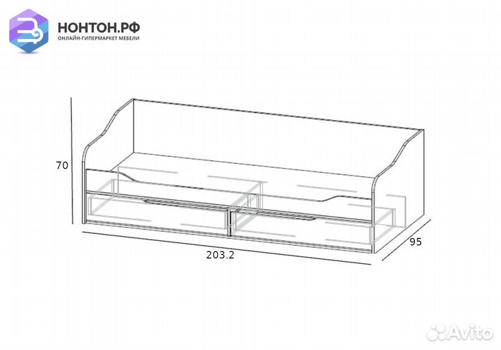 Кровать Рио 1 0.9 м дуб делано / белый
