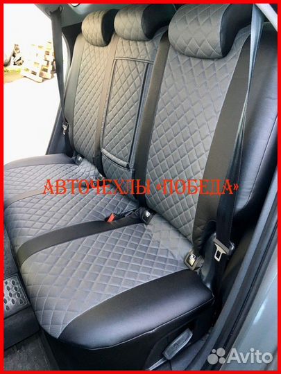 Чехлы Hyundai Tucson 3 из экокожи чёрно-серые Ромб