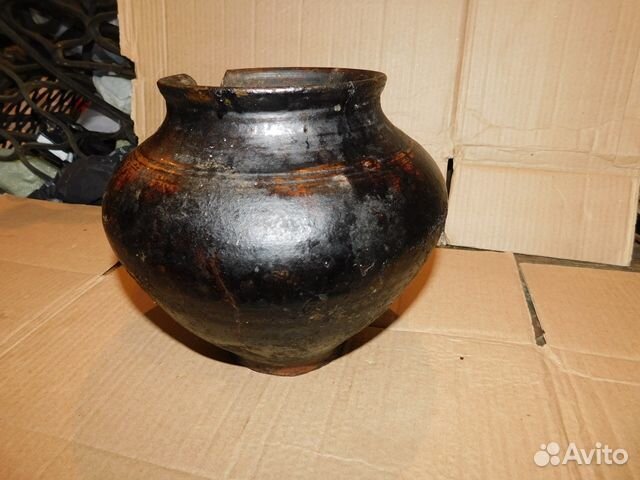 Антикварный,керамический горшок топник-подойник ри