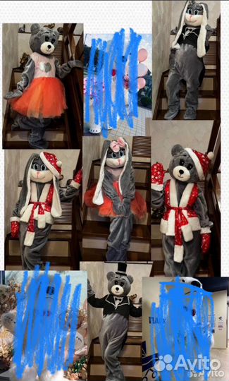 2в1 Ростовая кукла мишка Тедди и Зайка