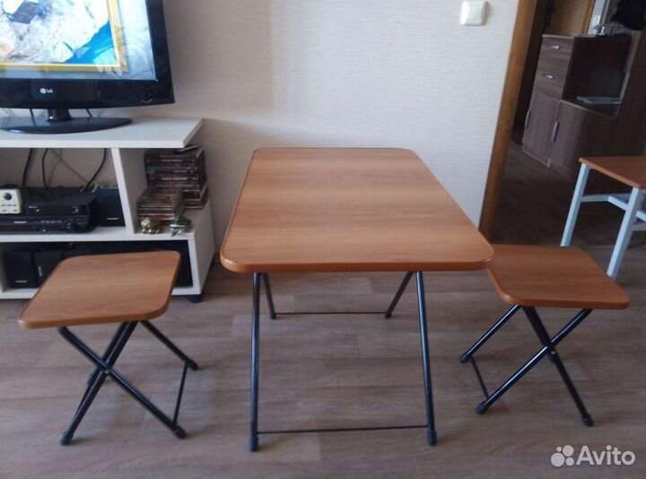 Стол и 2 стула раскладные на природу