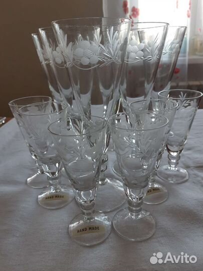 Фужеры 6+6 Свадебные и цветное стекло СССР