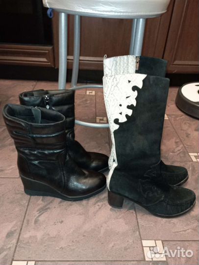 Сапоги женские из натуральной кожи и замши новые