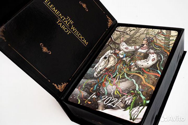 Карты Таро The Elemental Wisdom Tarot 12cm, Taroteca / Таро Мудрость Стихий, черный срез UV (soft 63