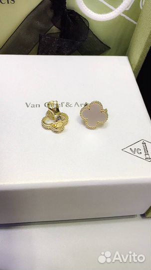 Золотые серьги van cleef Alhambra