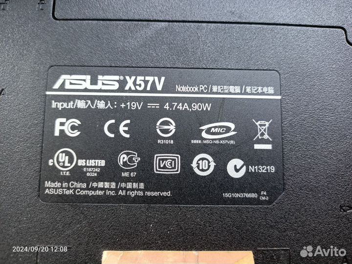 Ноутбук asus Х57V