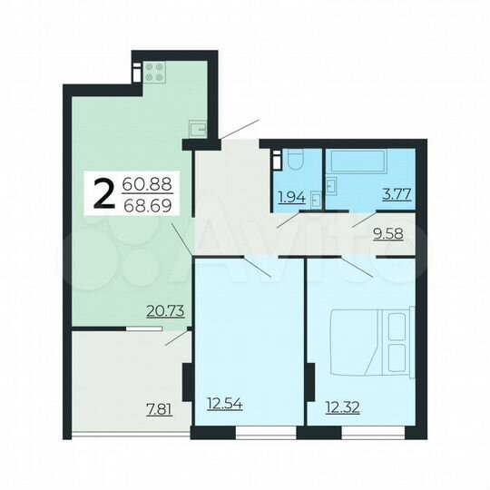 2-к. квартира, 68,7 м², 14/24 эт.