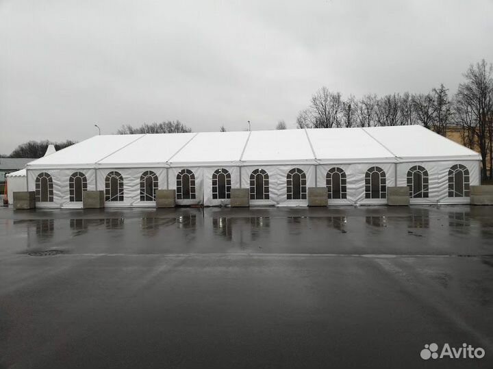 Аренда двускатных шатров от 100 до 1000 кв.м