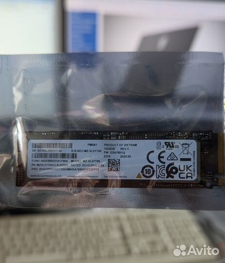 SSD Samsung PM9A1 (980pro oem) 1Tb Гарантия