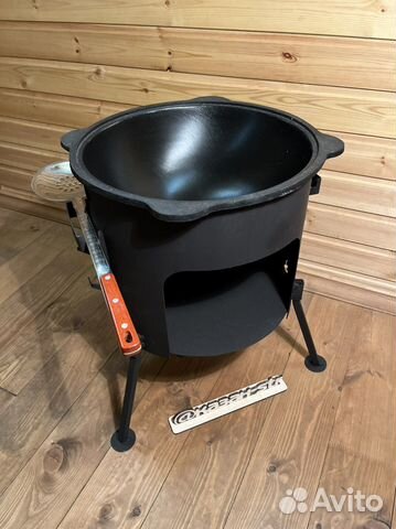 Казан чугунный 8 литров + печь + шумовка
