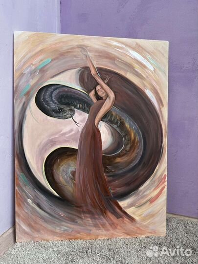 Картина девушки маслом на холсте (большая)