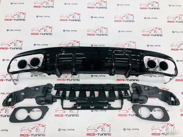 Диффузор с насадками C-Coupe c205 C43 AMG черный