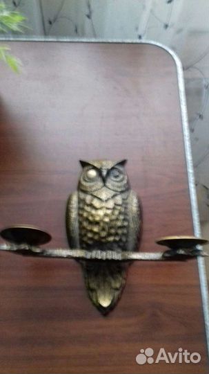 Металлический Подсвечник СССР настенный Сова