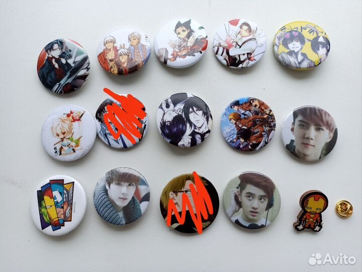 Значки аниме, k-pop и тд
