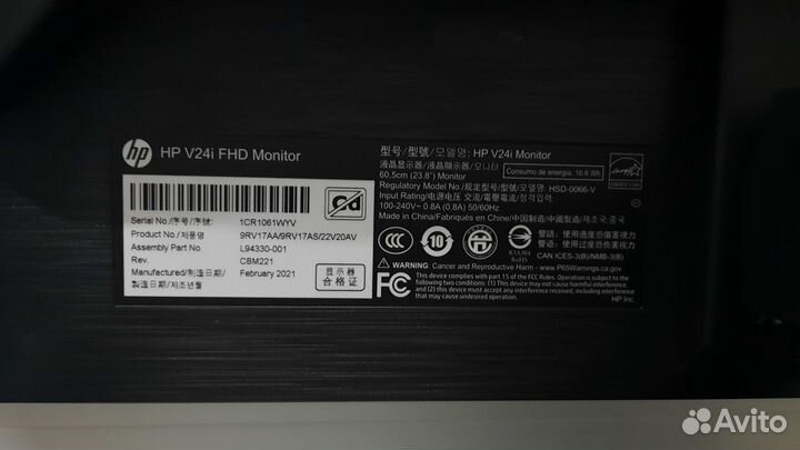 Монитор HP V24i черный 24 дюйма