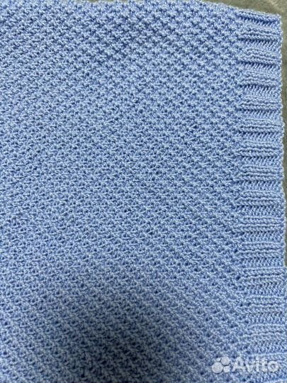 Детский плед ручная работа, голубой