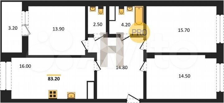3-к. квартира, 83,2 м², 10/13 эт.