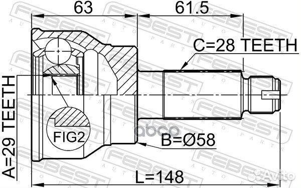 Шрус внешний перед прав лев Febest 547