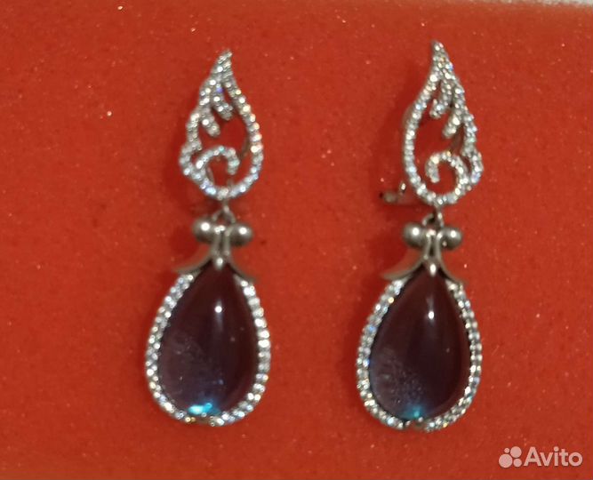 Серьги серебро с фианитами 925 пробы