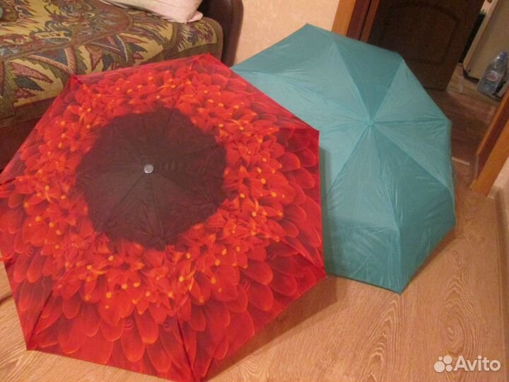 Зонтики женские, новые, красный и бирюзовый