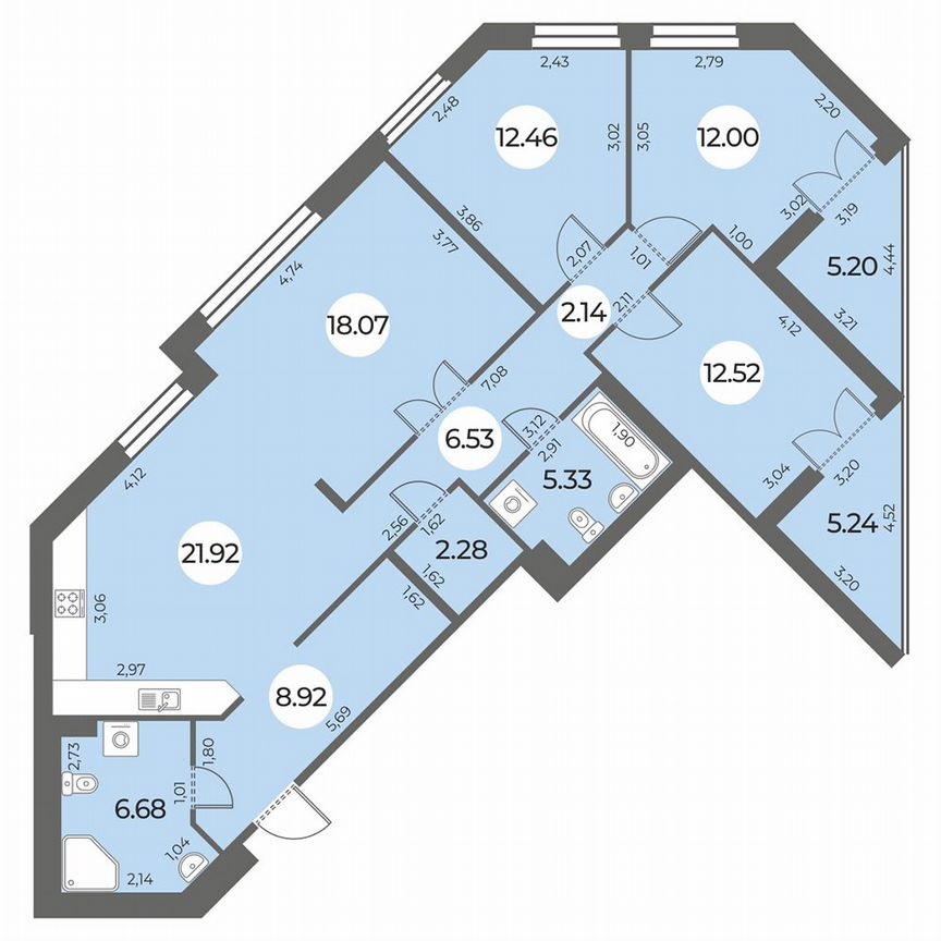 4-к. квартира, 114 м², 3/24 эт.