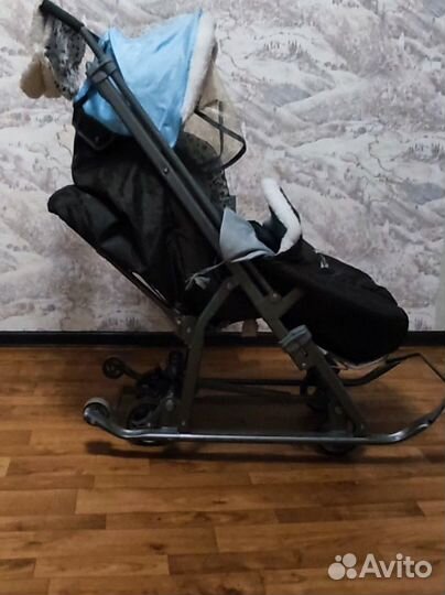 Детские санки коляска с колесами