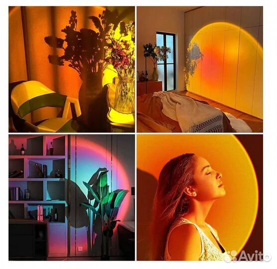 Настольная лампа-проектор заката на подставке (ZHQ