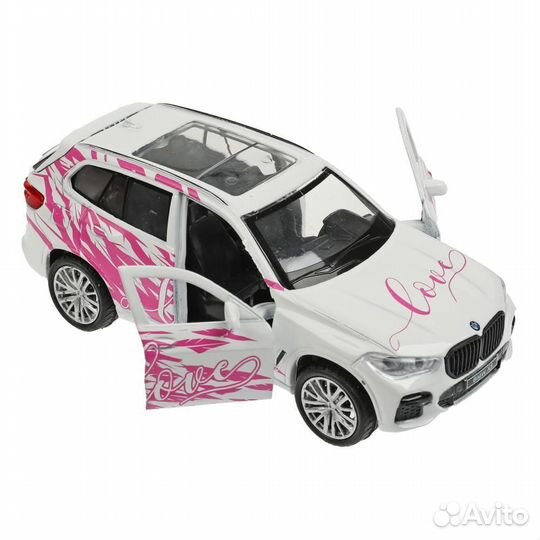 Машина BMW X5 M-Sport Love 12 см бело-розовая металл инерция Технопарк X5-12GRL-WH