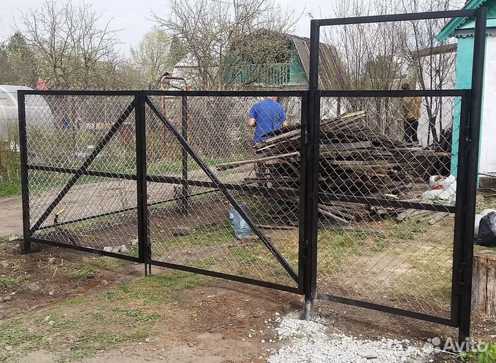 Ворота с калиткой распашные