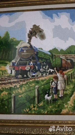 Вышивка счетный крест, паровоз