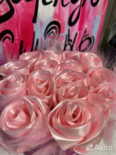 Букет роз из атласных лент