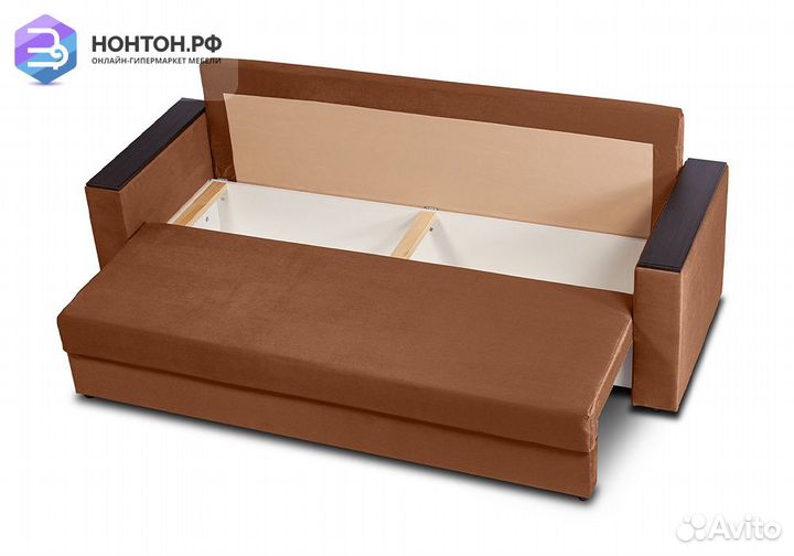 Диван еврокнижка Атланта темно-коричневый