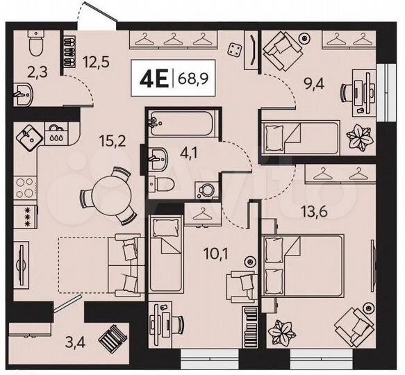 4-к. квартира, 71 м², 7/7 эт.
