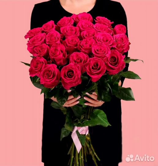 Букет 25 розовых роз эквадор цветы доставка