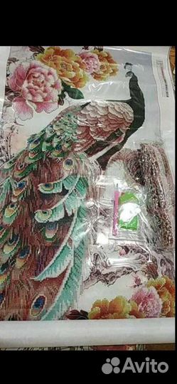 Картина алмазная вышивка Павлин готовая