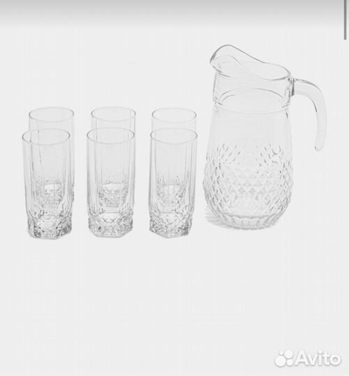 Набор питьевой кувшин для воды и 6 стаканов