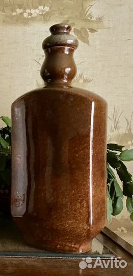 Керамический графин штоф коричневый с крышкой