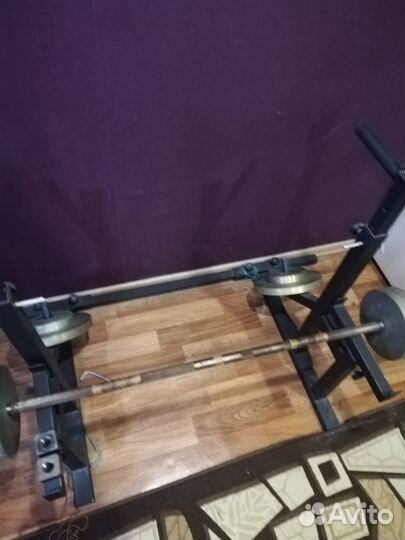 Стойка для штанги+грифом и блинами